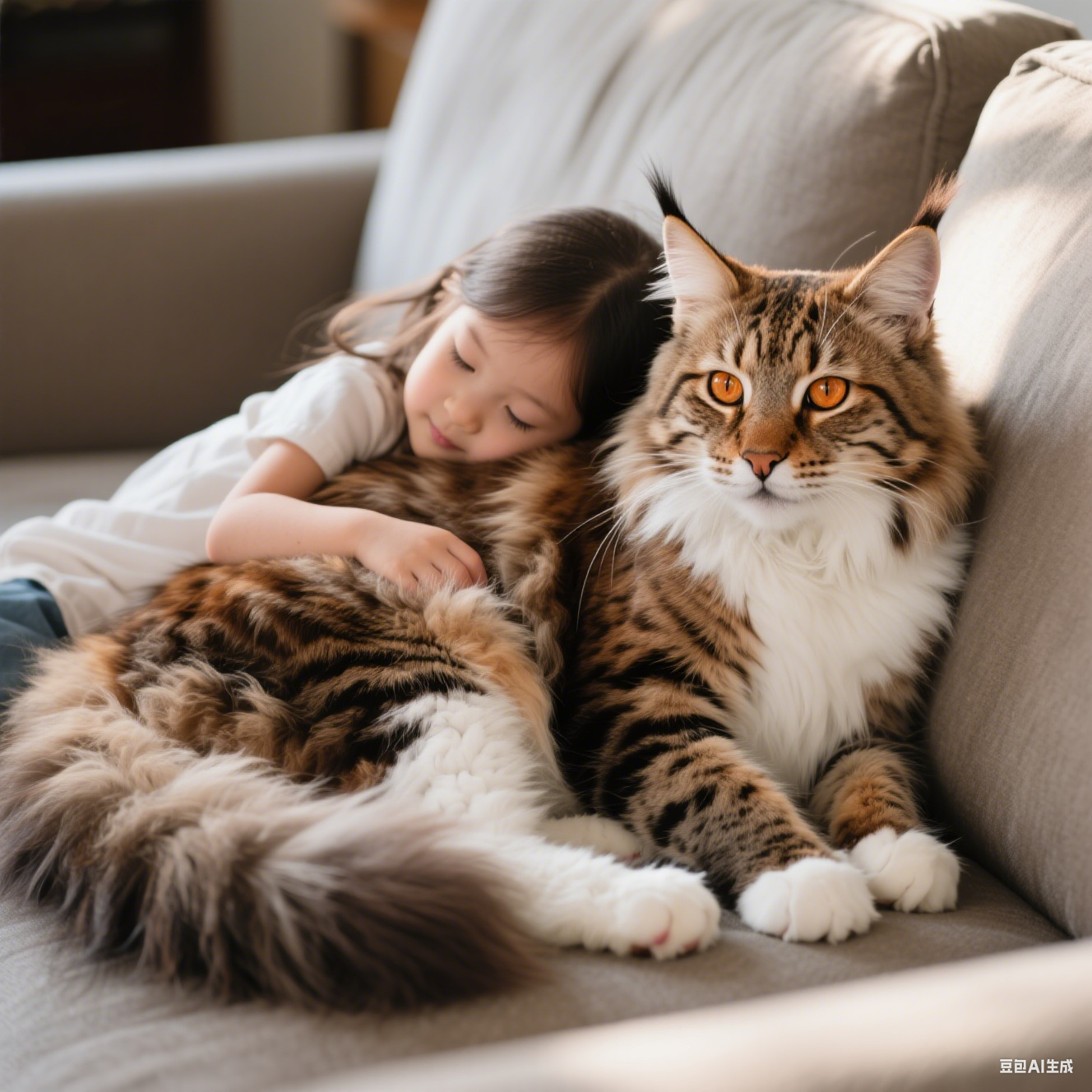 缅因猫的图片，采用写实宠物摄影风格